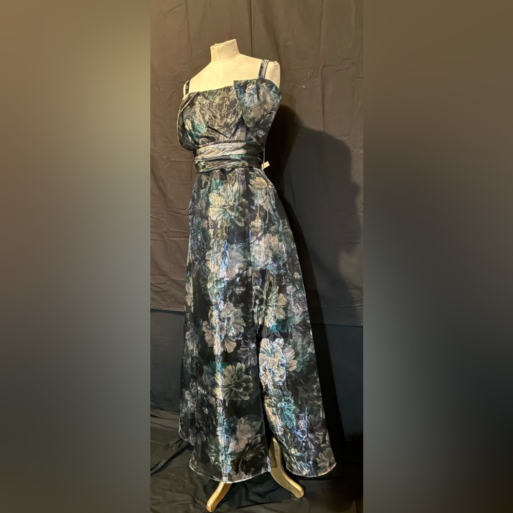R&M Richards Black and Blue Floral Maxi Dress NWT 12 - Picture 2 of 11